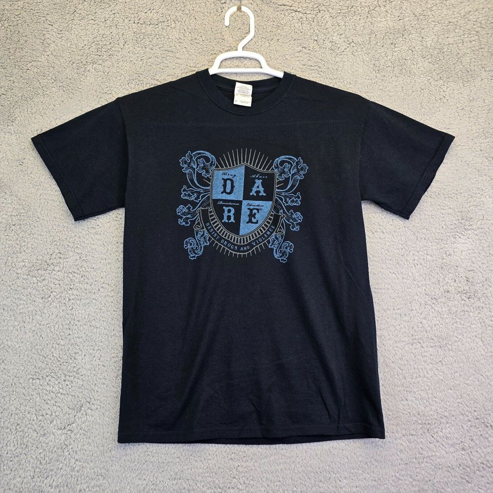 Vintage‎ DARE Shirt Men's M Drug Abuse Resistance Education Short Sleeve Black